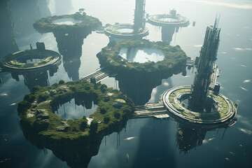 futuristic city skyline. Generative Ai