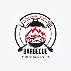 Smoked barbecue and grill logo vector illustration design