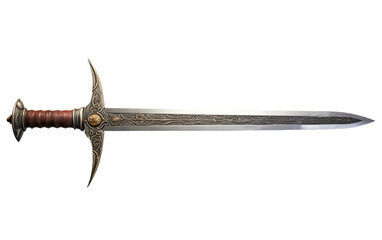An Old Sword, Unveiling Tales of Battle and Ancient Warrior Spirit on a White or Clear Surface PNG Transparent Background.