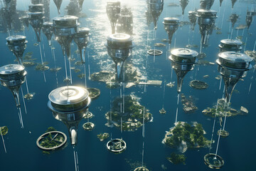 Obraz na płótnie Canvas futuristic city skyline. Generative Ai