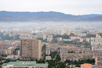 Residential area of Tbilisi, multi-storey buildings in Gldani and Temka