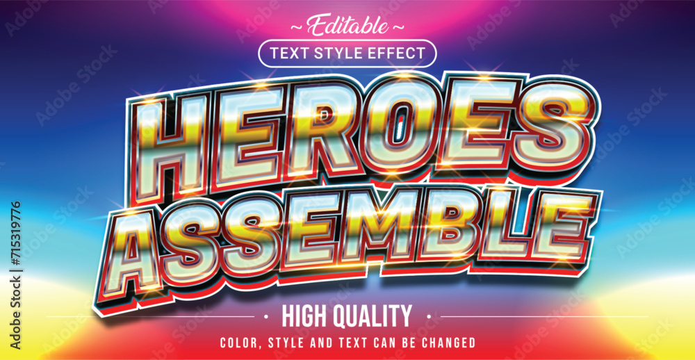 Poster Editable text style effect - Heroes Assemble text style theme.