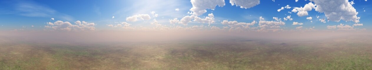 Panorama of sea sunset, ocean sunrise, seascape, 3d rendering

