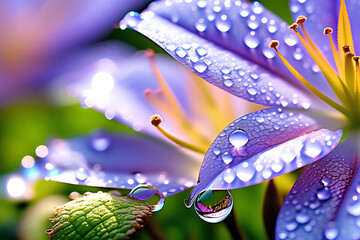 water drops on flower Generative AI