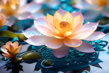 water lily in the pond Generative AI