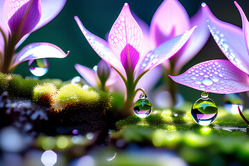 water drops on a flower Generative AI