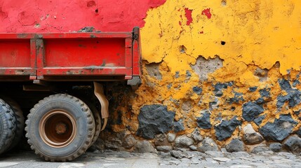 Vintage Truck Against Textured Wall