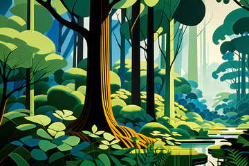 landscape with trees Generative AI