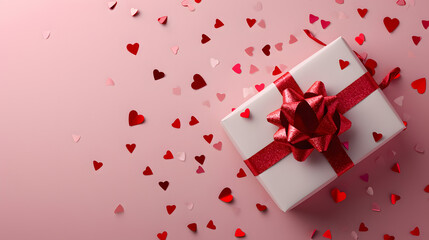 Surprise Holiday Gift Box with Red Ribbon on a festive background, perfect for Christmas, Valentine's Day, birthdays, anniversaries, and other joyous celebrations