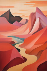 Fototapeta na wymiar Abstract red mountain scape
