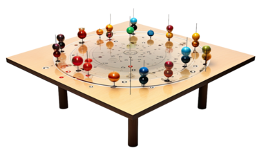 Choreography of Vectors Revealed Through Force Table Experiments on a White or Clear Surface PNG Transparent Background.