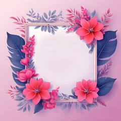 Frame floral decorations with a colorful flowers leaves for invitation
