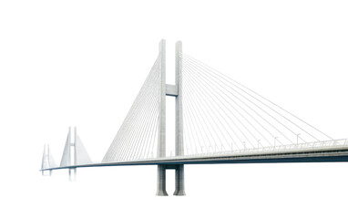 The Cable Stayed Bridge, Linking Urban Landscapes with Graceful Engineering on a White or Clear Surface PNG Transparent Background.