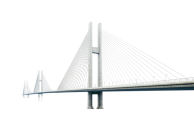The Cable Stayed Bridge, Linking Urban Landscapes with Graceful Engineering on a White or Clear Surface PNG Transparent Background.