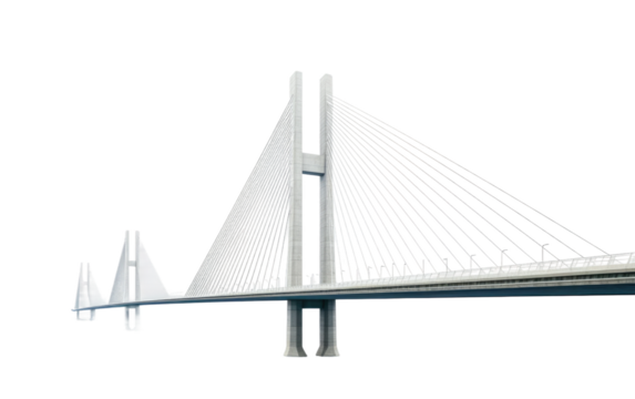 The Cable Stayed Bridge, Linking Urban Landscapes with Graceful Engineering on a White or Clear Surface PNG Transparent Background.