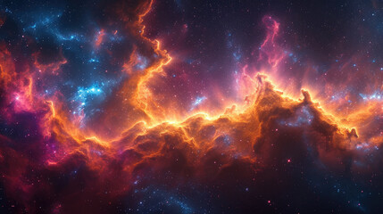 Fototapeta premium Extra terrestrial canopy embellished with a multitude of space elements, forming a cascade of reaction of space dust that grace the galaxy,