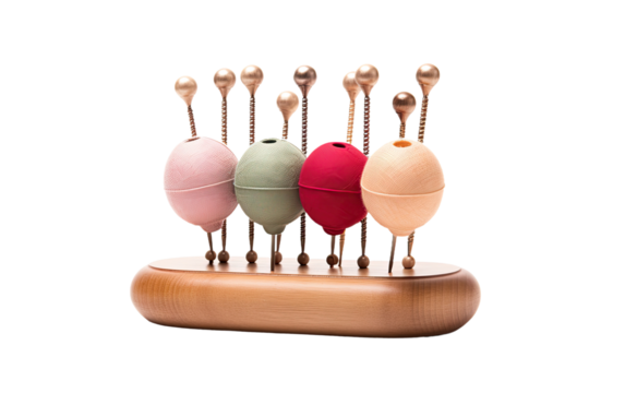 The Practical Elegance of a Pin and Cushion Holder on a White or Clear Surface PNG Transparent Background.