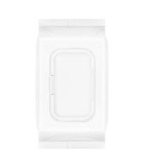 Wet wipes flow package mockup. Flat lay view. Realistic vector illustration isolated on white background. Easy to use for presentation your product, idea, design. EPS10.