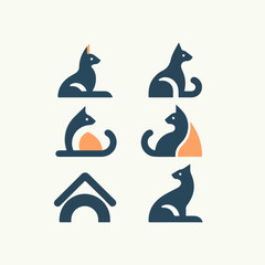 Vector cat collection logo with a bold style and calm colors. Simple flat design style