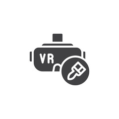 VR headset and paint brush vector icon