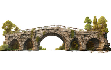 Discovering Architectural Marvels through the Stone Arch Bridge Design on a White or Clear Surface PNG Transparent Background.