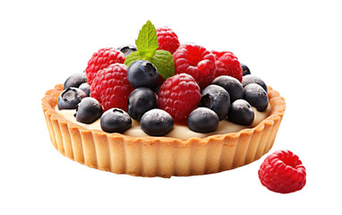 Naklejka premium Harmonizing Tantalizing Textures and Flavors in a Tart Cake Creation on a White or Clear Surface PNG Transparent Background.