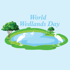 Simple flat Victor World Wetlands Day design, Card, flyer, poster, banner, or illustration.