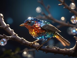 Glass bird on a branch