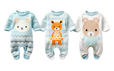 Baby Sleepwear Set for Peaceful Nights and Dreamy Sleep on a White or Clear Surface PNG Transparent Background.