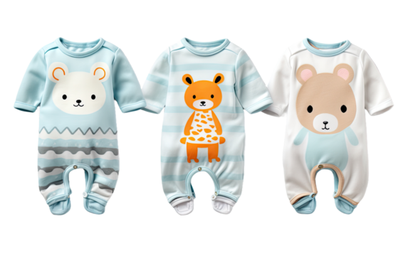 Baby Sleepwear Set for Peaceful Nights and Dreamy Sleep on a White or Clear Surface PNG Transparent Background.