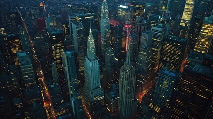 Embark on a mesmerizing helicopter night tour of New York City,  tourists enjoying Manhattan...