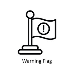 Warning Flag  vector  outline icon style illustration. EPS 10 File