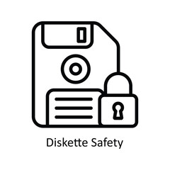 Diskette Safety vector  outline icon style illustration. EPS 10 File