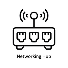 Networking Hub  vector  outline icon style illustration. EPS 10 File