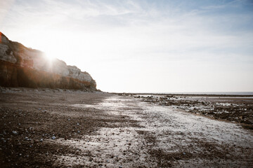 Sun Setting over Hunstanton Cliffs Beach in Norfolk, UK