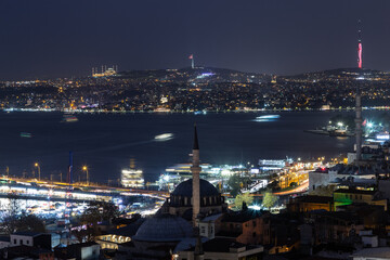 Night photograph of Istanbul's cityscape and Bosphorus