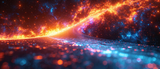 Light speed, hyperspace, space warp background. colorful streaks of light gathering towards the event horizon