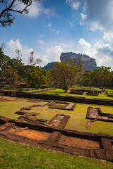 Ruins on top of Sigiriya Lion's rock palace and fortress.Sri Lan