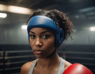 Portrait of a black female african american athlete in a gym in