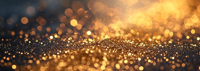 Shiny gold glitter background. Wide background