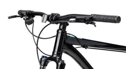 Black bicycle handlebar isolated on white background - Powered by Adobe
