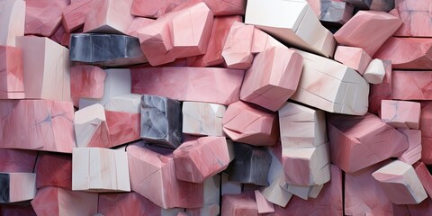 Beautiful pink marble and cube marble shaped wall decoration