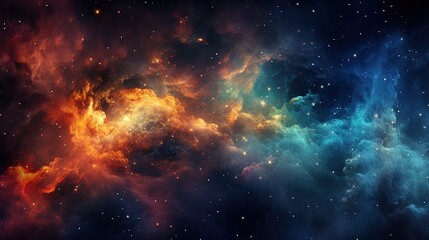 Fototapeta na wymiar Abstract Dreamy Background Wallpaper Template of Nebula Sparkling Stars Stardust Galaxy Space Universe Astro Cosmos Milky Way Panorama Night Sky Fantasy Colorful Tone 16:9