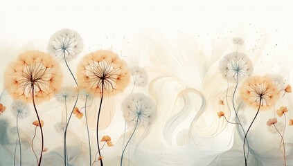 Delicate dandelion landscapes, floral background