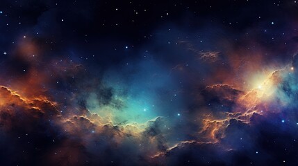 Abstract Dreamy Background Wallpaper Template of Nebula Sparkling Stars Stardust Galaxy Space Universe Astro Cosmos Milky Way Panorama Night Sky Fantasy Colorful Tone 16:9