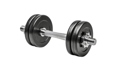 The Dumbbell, A Versatile Tool for Strength Training and Total Body Workouts on a White or Clear Surface PNG Transparent Background.