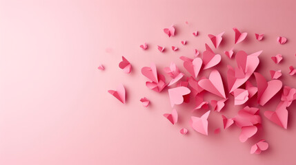Numerous heart-shaped patterns on a pink background.
