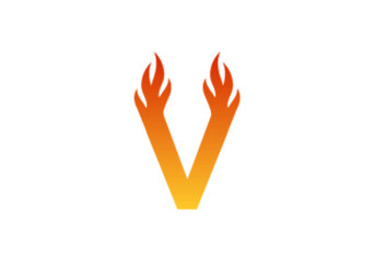 V fire letter logo