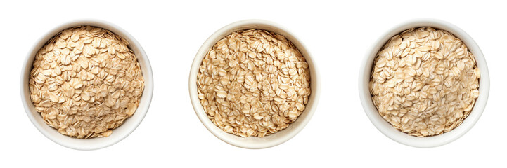 Set of oats top view isolated on a transparent background
