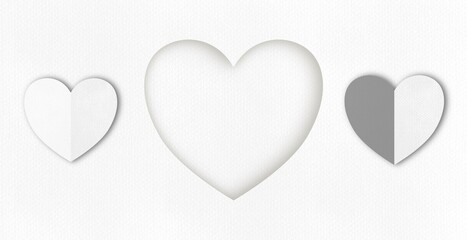 White art paper cut heart shape valentine day festival